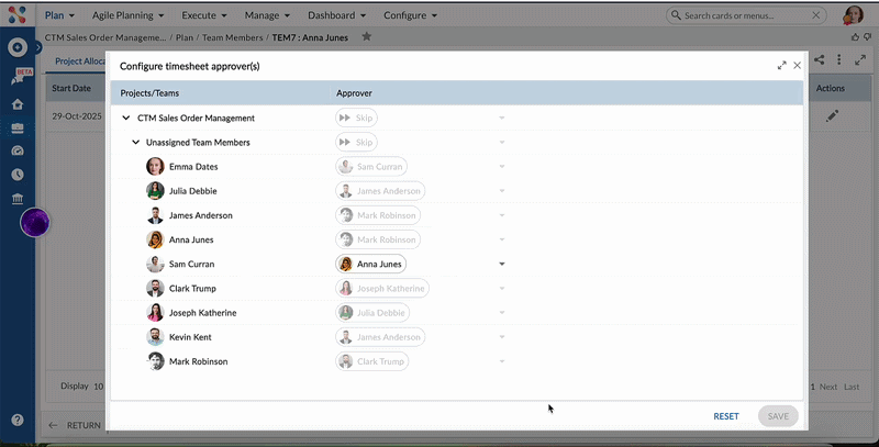 Deallocate team member