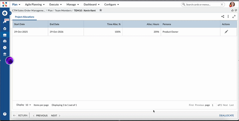 Deleting a team member who is not assigned as a timesheet approver in the project