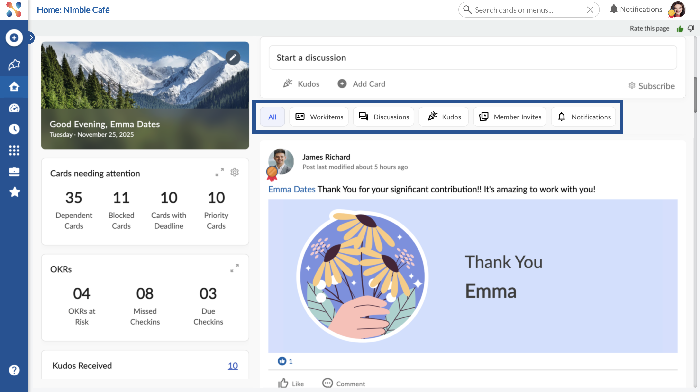 Nimble Home page