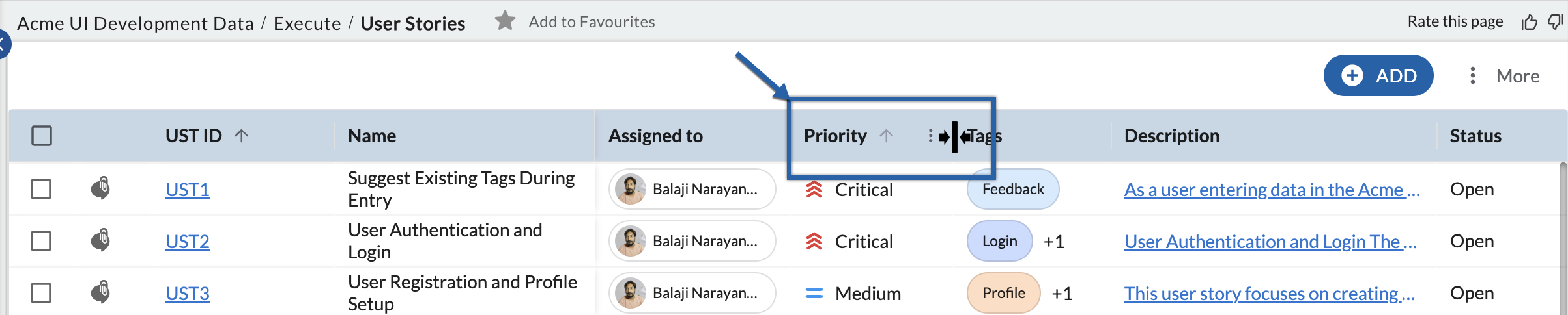 Adjust column width