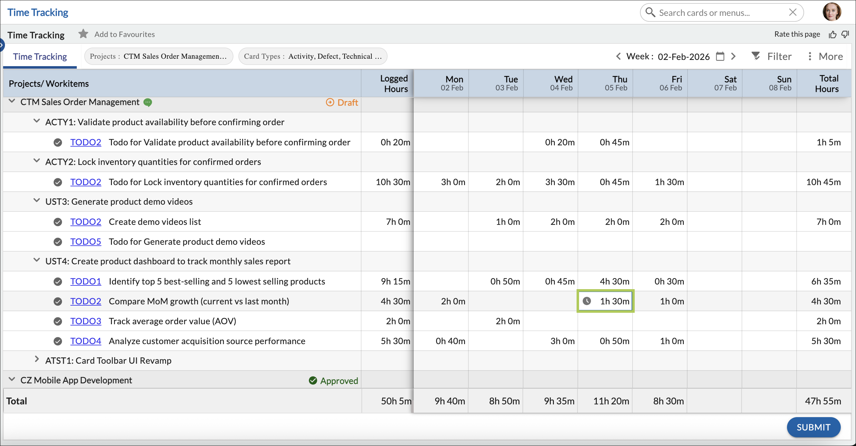 Time Entry Via Timesheet