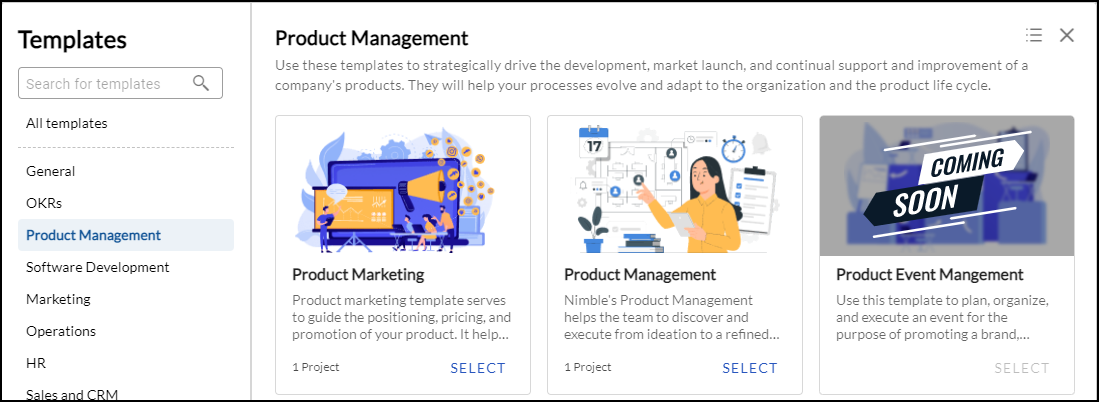 Product Management Templates and Related Menus - Nimble Knowledge Base