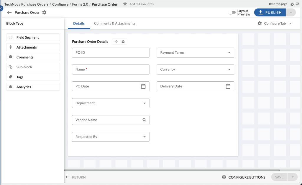 Use Case: Managing Purchase Orders Using Forms 2.0 - Nimble Knowledge Base