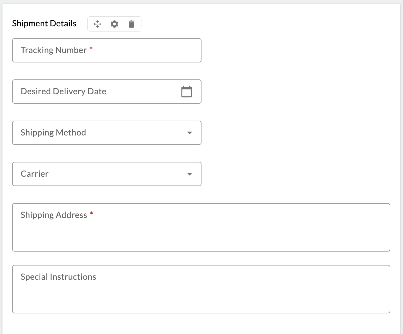 Purchase Order Shipment details