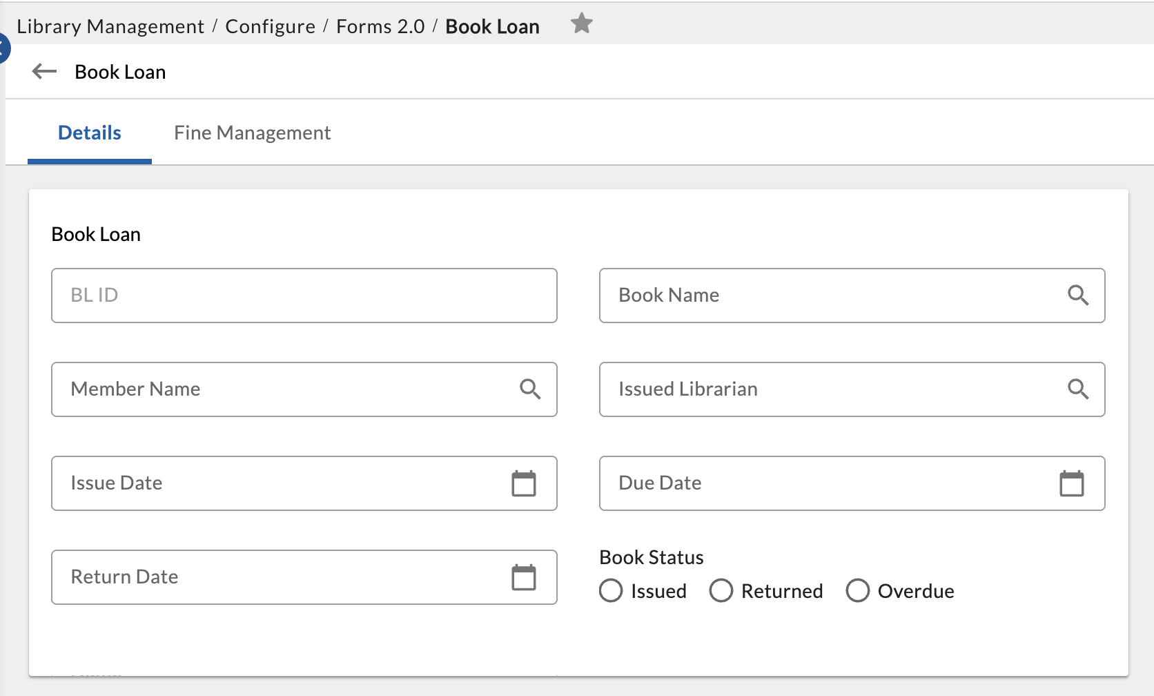 Book Loan Custom Form