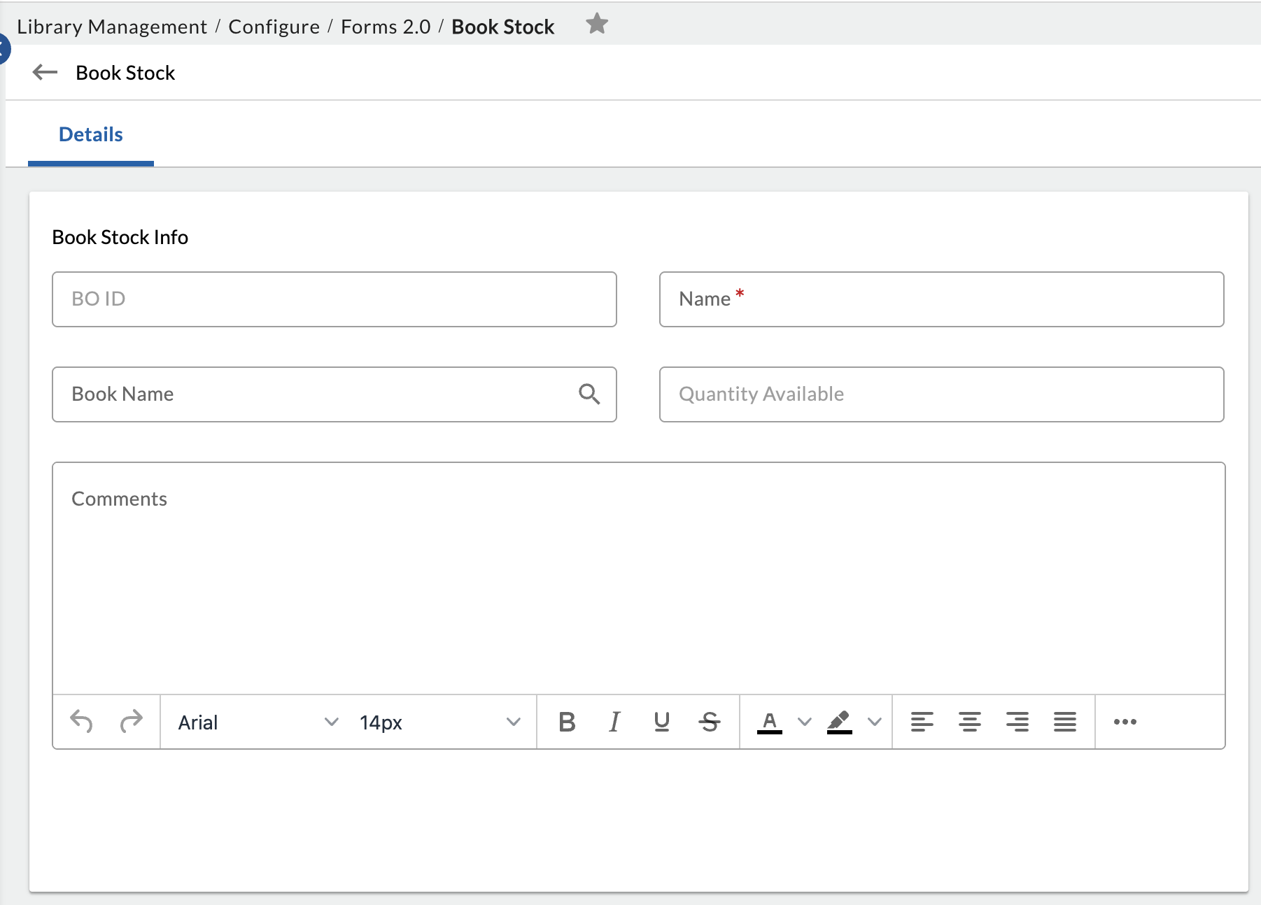 Book Stock Custom Form