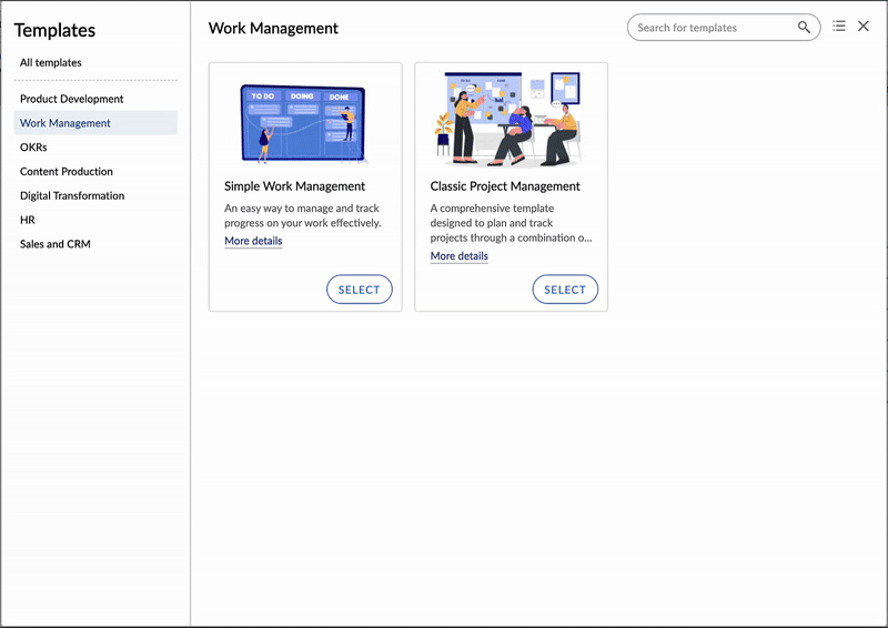 Product management templates