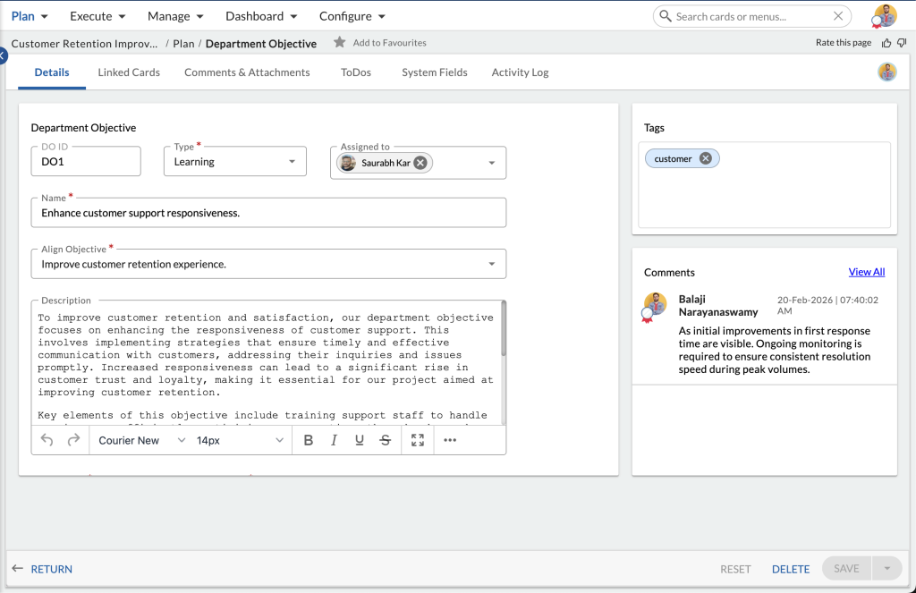 Department Objective 