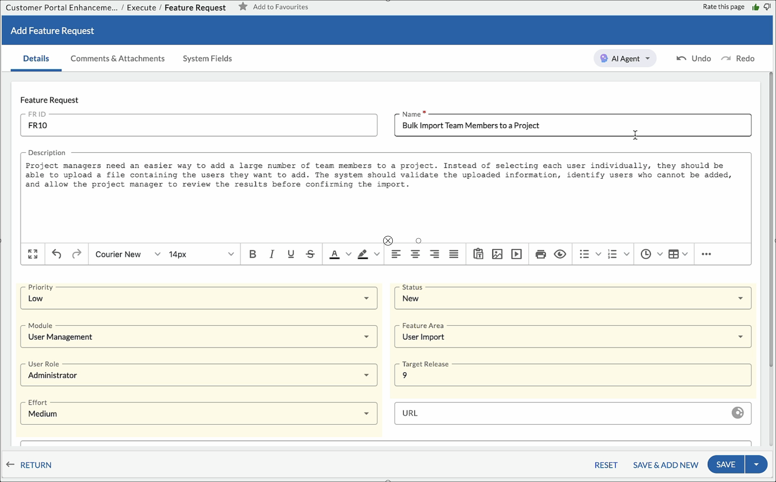 Workitem fields auto-populated and highlighted by AI Auto-Fill