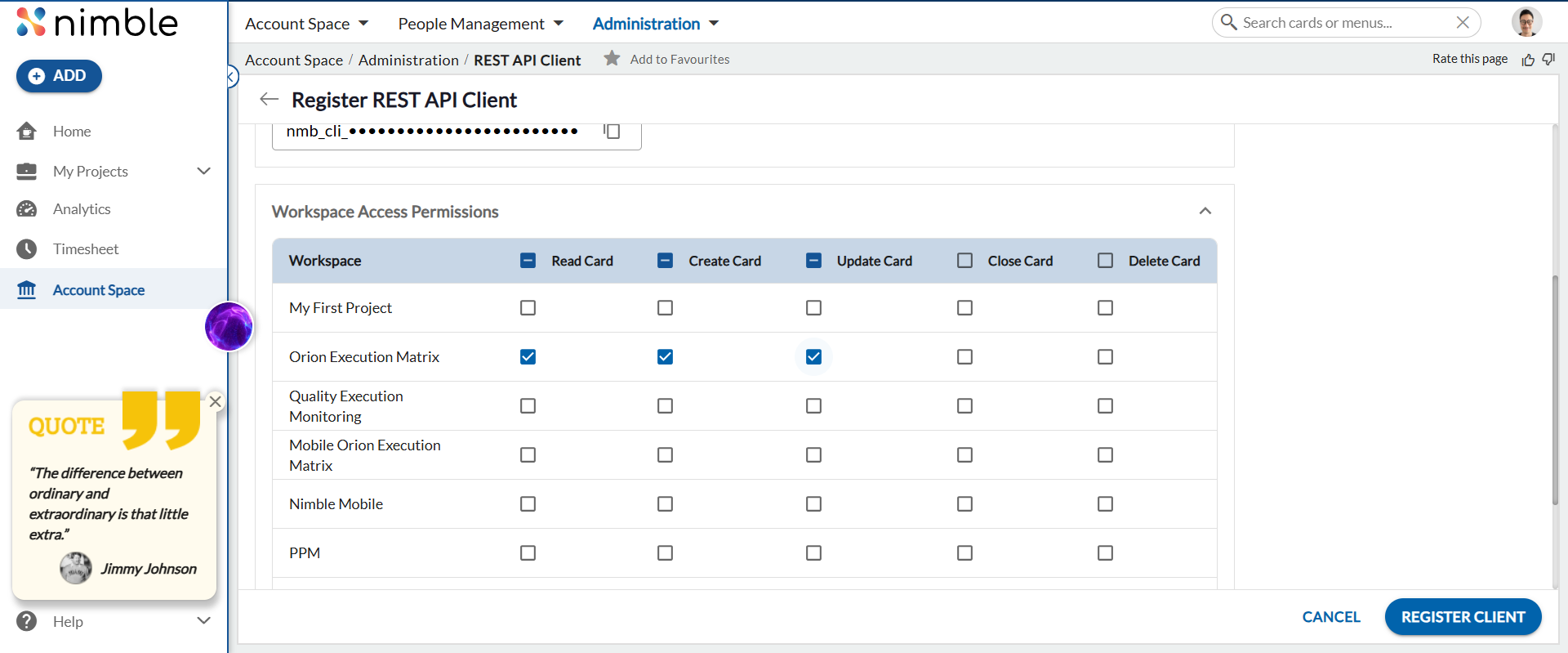 Workspace Access Permissions matrix