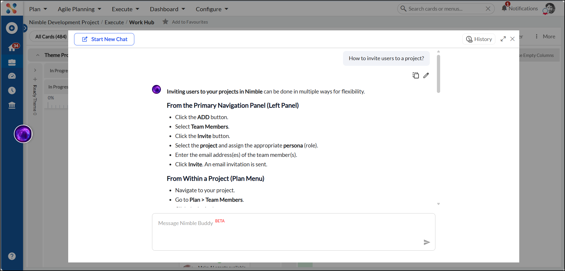 Nimble Buddy answering a how-to question
