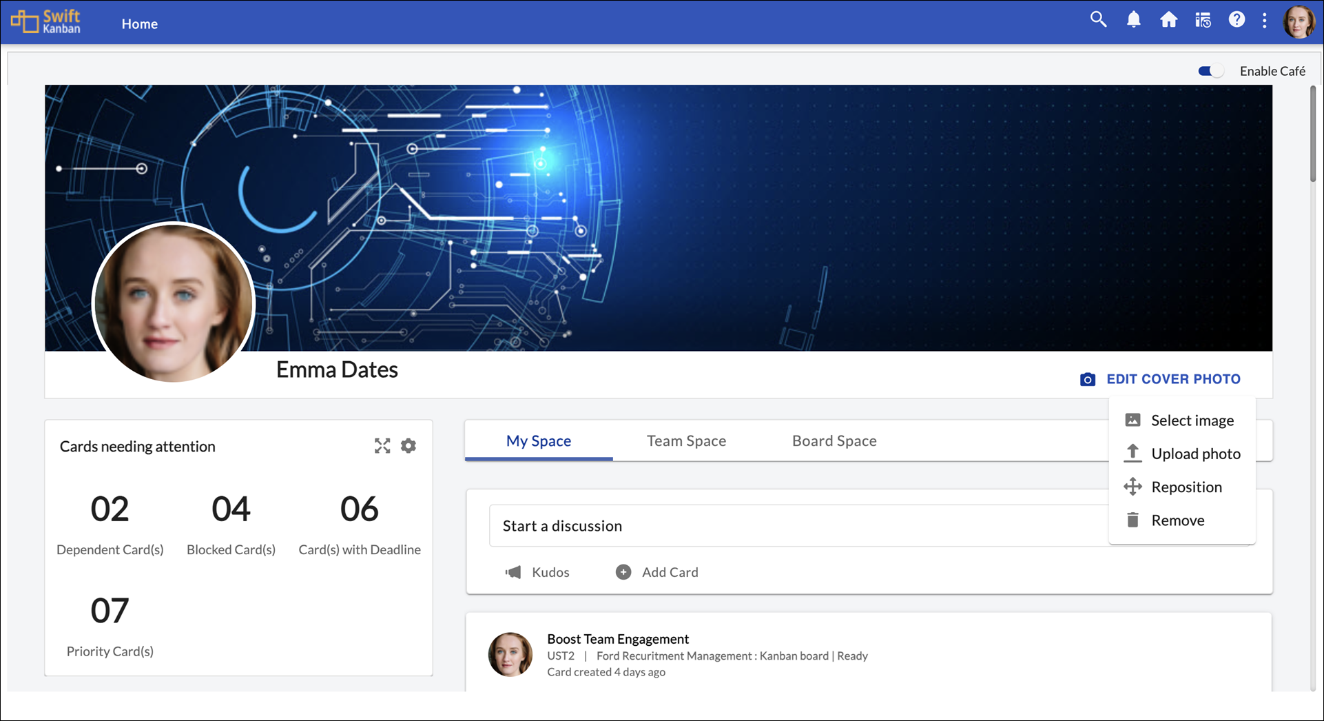 Edit cover photo options