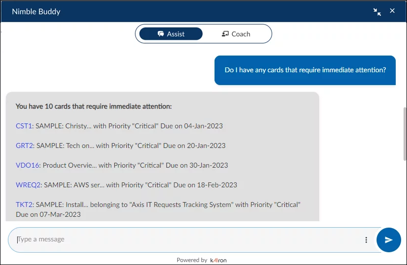 Image Showing The 'Show Priority Cards' In 'Nimble Buddy' Feature 